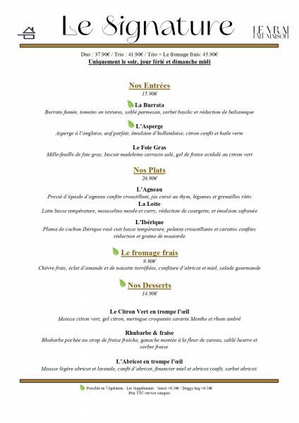 Le Menu Signature